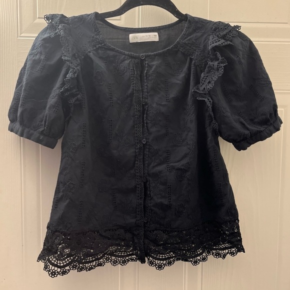 Zara Girls Black embroidered Blouse - Picture 1 of 13